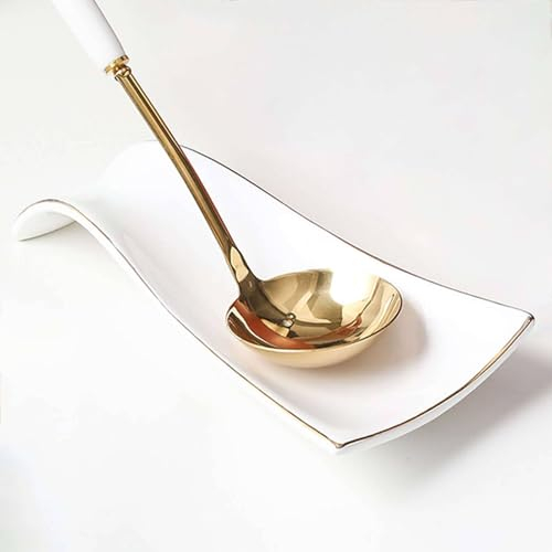 Portacucchiaio Per Piano Cottura, Poggiamestolo Per Bancone Da Cucina, Poggia Cucchiaino Da Caffè, Portacucchiaio Da Cucina, Riposo Per Utensili-Bianco-23x11.5x4cm