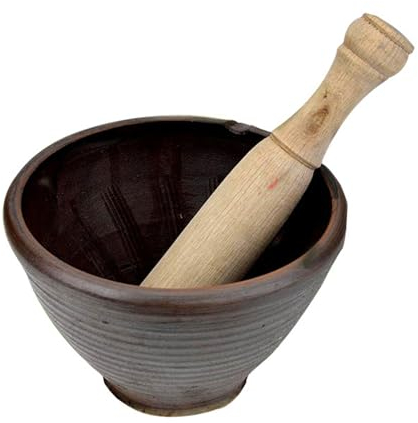 ASIAD Premium Gewürzmörser, Ideal Für Kräuter Und Gewürze Ton Mörser Mit Stößel Mörser Marmor Set Anti Rutschmatte Bürste Schwer Stabiler Haltbarkeit Gut,M