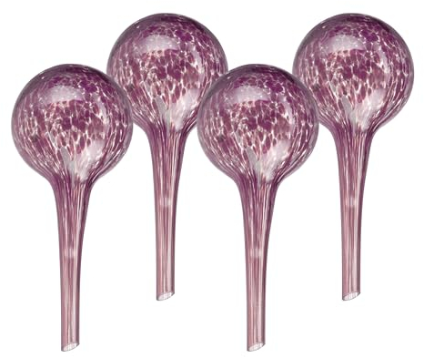 Relaxdays Bulle d’arrosage pour Vos Plantes, en lot Pratique de 4, en Verre, H x D : 15 x 6 cm, Violette