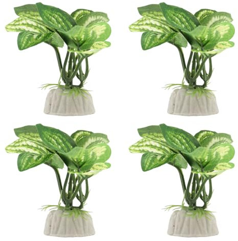 NUZAMAS Lot de 4 Plantes d'aquarium décoratives en Plastique - Feuilles de Betta - Plante Artificielle - Poisson Rouge - Paysage Aquatique - pour Cacher Les Poissons et Les Reptiles