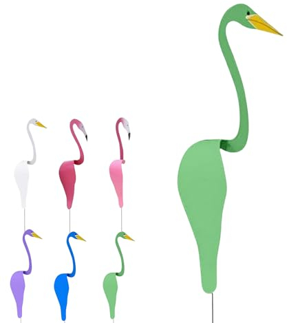 DUOPAI Dancing Birds Garden Metal Art, Tanzende Vögel Im Garten, Wirbelnder Flamingo, Metallkunst, Skurriler Dynamischer Vogel-Flamingo, Windspiel für Garten und Hofdekoration, Metallschild