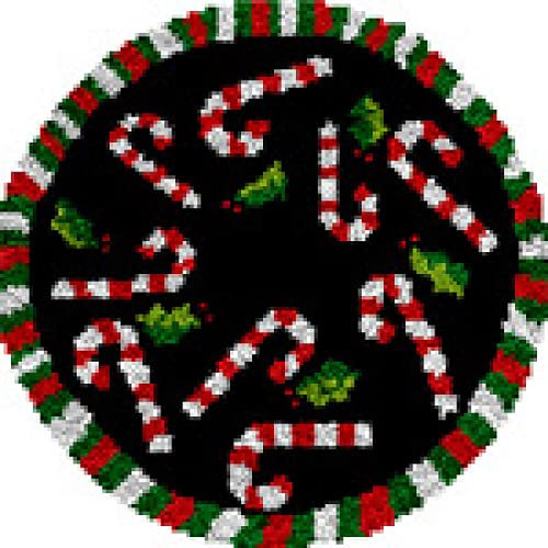 Christmas Tree Skirt Xmas Tree Mat Latch Hook Kit Candy Canes Design 60x60 cm Unfinished Needlework for Christmas & New Year Party Decorations