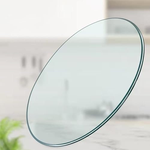 BVDHASDBT Plateau de Table en Verre Trempé Transparent Rond (42 cm) - 1,27 cm d'Épaisseur, Qualité Supérieure, Avec Coussinets Antidérapants