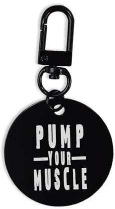 Pump Your Muscle Workout, Keychain, Keyring, With Karabiner, ID Tag, Circle, Pin