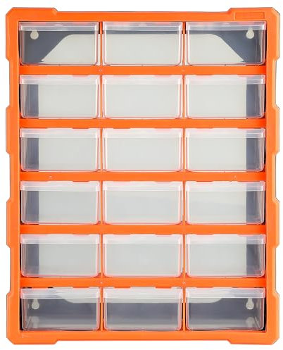 iropro 18pcs Multi Drawer Tool Cabinet Tools Boxes, Plastic DIY Craft Cabinet Storage Box Organiser for Screws, Nuts, Small Parts Hardware, Wall Mounted or Free Standing