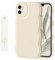 NITITOP Coque pour iPhone 11 Mignonne Simple et Ondulée avec Dragonne Ajustable Poignée de Maintien en Main Femmme Fille Housse de Protection en Silicone Souple-Blanc