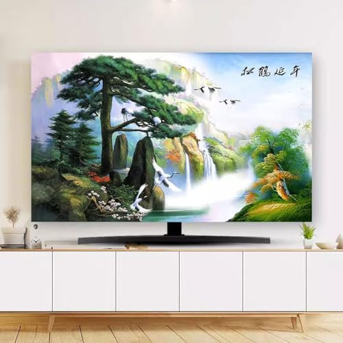 VUT Housse De Protection Anti-poussière pour TV, Tissu Universel De 32 à 75 Pouces, Suspendu pour La Maison, Le Bureau Et La Télévision Incurvée(Size:40IN,Color:A)