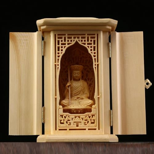 KAXHITFX Brahma DREI Heilige Holzschnitzerei Statue Holzstatue Handskulptur Dekoration Vintage Dekorative Ornamente Für Wohnzimmer Schlafzimmer Büro Zuhause Fong Shui Skulptur(14.5cm, 2)