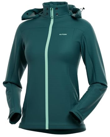 KUTOOK Veste Softshell Cycliste Hiver Femme Thermique Respirante Coupe-vent Imperméable Softshell Jacket Cyclisme Randonnée Femme Légère Vert-M