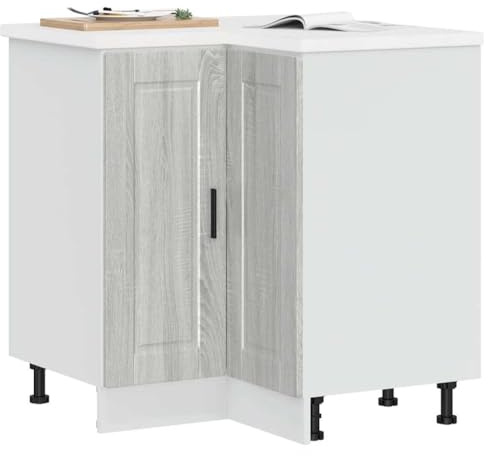 Myheimly Küchenschrank Holzwerkstoff,hoher Küchenschrank, Schrank,Küchenzeile,Schrank Küche,Einbauküche Küchen-Eckunterschrank Porto Grau Sonoma Holzwerkstoff