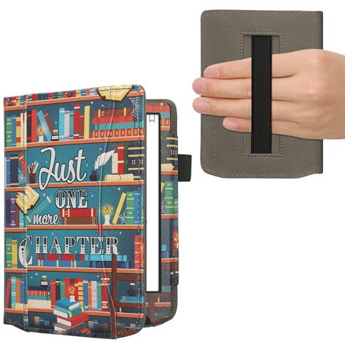 kwmobile Coque Liseuse Compatible avec Pocketbook Verse/Pro/Color/Vivlio Light/Light HD - Étui à Rabat en Simili Cuir avec Fermeture Magnétique - Les Livres Multicolore