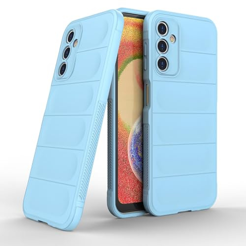 LBH Handyhülle für Samsung Galaxy A14 / A14 5G Schutzhülle Case Cover Bumper Anti-Schock Stoßabsorbierende Hülle Robust Stoßfest Kratzfest rutschfest Softgrip Griffzonen GripLine Hellblau