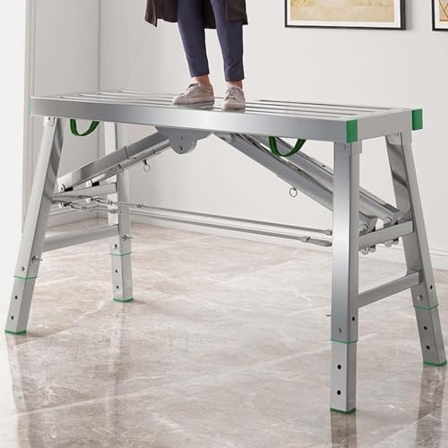 DZZTHSH Tragbare Klapparbeitsplattform, verstellbare Arbeitsplattform, klappbare Stahlleiter, zusammenklappbare Stahlgerüste Leiter, maximale Belastung 362,9 kg