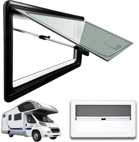 Poxvythb Finestra per camper Finestra di esposizione per camper Finestra esterna a spinta con oscurante a rullo e zanzariera integrata per caravan, furgoni e camper