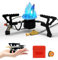 Lorrtta Portable Camping Stove, High Heat Output Mini Gas Cooker for Backpacking, Hiking, Outdoor BBQ, Windproof Foldable Camp Stove with Piezo Ignition, Hose & Adapter for Butane/Propane
