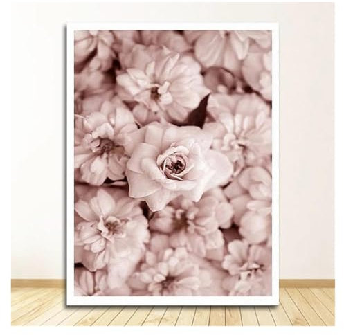 Tableaux Décoration Murale Moderne Impression sur Toile Peinture Image Moderne Mode Scandinave Affiche Rose Fleur Fille Style Nordique Art Mural Décor De Salon(F,21x30cm)