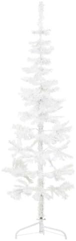 Decor-Decoración de temporada y festividades, árboles de Navidad, medio árbol de Navidad artificial delgado con soporte, blanco, 120 cm