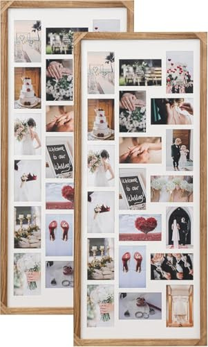 PHOENANCEE Massivholz, Fotorahmen mit mehreren großen Blenden, vielseitiges Collagendisplay, Wand- oder Tischdekoration, fasst 20 Fotos 6 x4, 2er-Set(Karbonisiertes Schwarz)