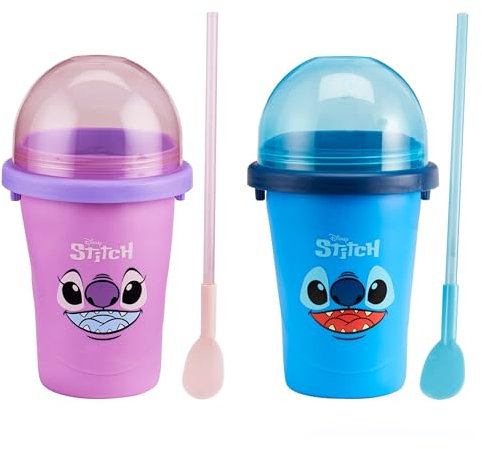 Bandai - Chillfactor - Disney Stitch ou Angel - Mug à granité fourni avec paille - Modèle aléatoire, Vendu à l'unité - Fabrication de Glaces maison - Atelier Cuisine Créatif pour Enfant 3 ans et +