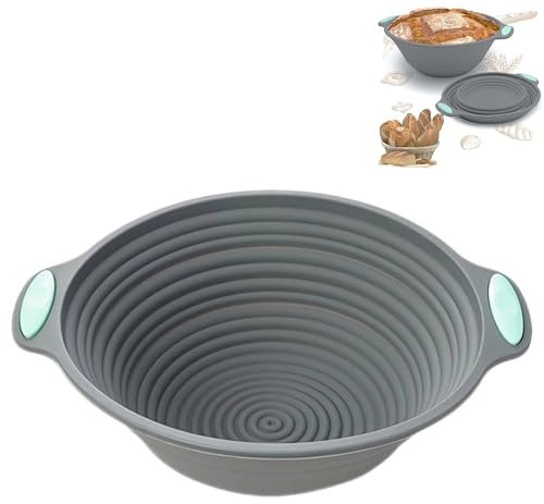Smaoqingji Banneton Pour Pain Silicone - 1 Pièce, Gris, Panier de Fermentation, Adapté à la Préparation de Tous Types de Pains, Pizzas et Autres, Répond à Tous vos Besoins en Matière de Pâtisserie