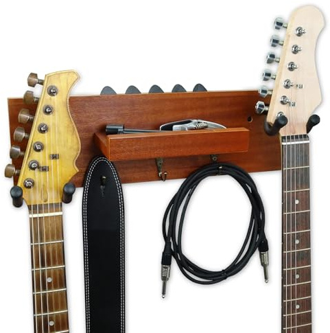 keepdrum GS039M Doppel Gitarrenhalter für die Wand Wandhalterung für Zwei Gitarren und Zubehör