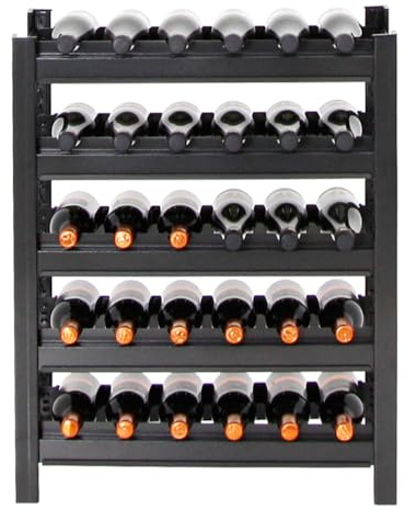 PROREGAL Weinregal Toskana, HxBxT 75x60x30 cm, 30 Flaschen auf 5 Ebenen, Schwarz, Wein Metallregal, Weinständer, Flaschenständer für Küche, Esszimmer, Keller