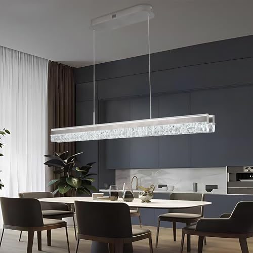 szcflaghip LED-Pendelleuchte Gebürsteter grauer Kristallleuchter Elegante Esszimmerleuchte