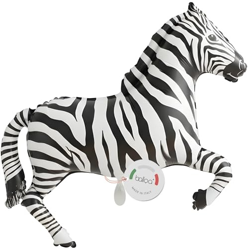balloa Folienballon Zebra, XXL Safari Deko Kindergeburtstag, 80 cm | Zebra im Safari-Design, XXL, heliumgeeignet, ungefüllt, Deko für Kindergeburtstag und Dschungelparty