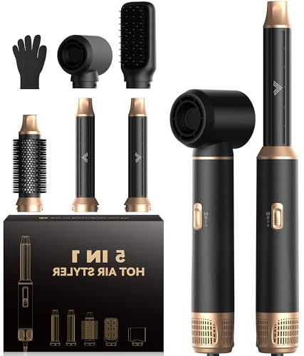 Atopskins Hairstyler 5 in 1 Air Styler Set Warmluftbürste Blowout Brush | 1000W Föhnbürste Hairstyler Haarstyling Geräte mit Locken Rundbürstenföhn Haarstyler Warmluftbürste Airbrush Glättbürste