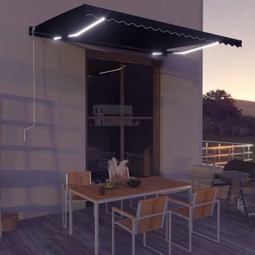 Generico Tenda da Sole Retrattile Manuale con LED 450x300 cm Antracite,Tende da Sole