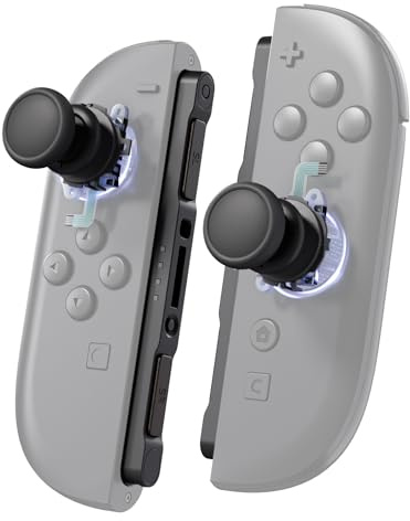 eXtremeRate Repuestos de Joystick 3D, Grips para Pulgar y Botones de Riel Lateral para Nintendo Switch 2 JoyCon, Palancas Analógicas Cubiertas para Sticks y Pegatinas para Riel de Consola (Negro)