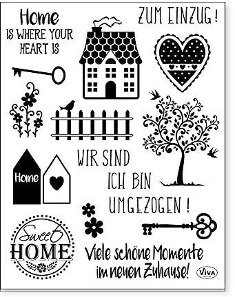Viva Decor Clear-Stamps (Sweet Home) Silikon Stempel - Prägung Stempel - DIY Dekoration stanzen - Stempel Silikon - DIY Stamp - Stempel Prägung - Made in Germany