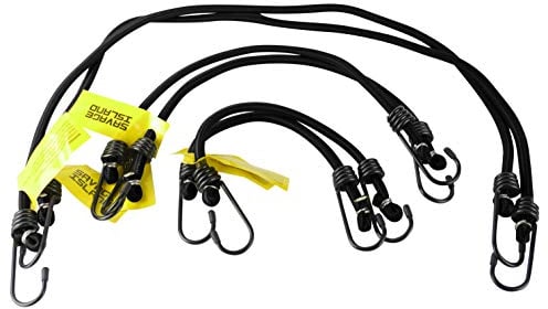 Savage Island Spanngummis extra stark olivgrün mit Haken an beiden Enden elastisch Garten Auto Heimwerken Gepäck Outdoor Camping - 2 x 30cm, 2 x 45cm + 2 x 75cm