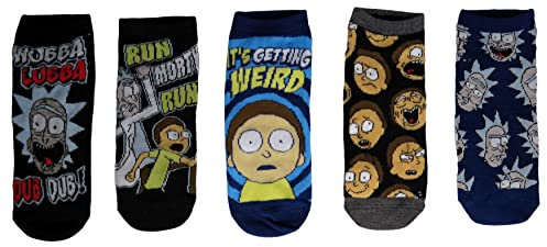 Rick and Morty Damen-Socken, knöchelfrei, 5 Paar, Schwarz, Einheitsgröße