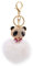 Schlüsselanhänger plüsch Ball Taschenanhänger Strass bommel Keychain Elegant Plüsch-Kugel Auto-Anhänger Pompom Weich Kaninchen-Pelz-Kugel-Schlüsselring Bär mit Strass (Weiss)