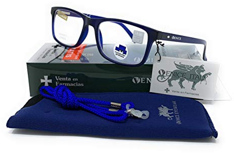 VENICE EYEWEAR OCCHIALI | Gafas ver de cerca, lectura con Filtro Luz Azul, Ordenador Gaming Móvil, Protección Antifatiga - Venice Coti Dioptría (1-1,50-2 - 2,50-3 - 3,50) (Azul, Graduación +1,00)