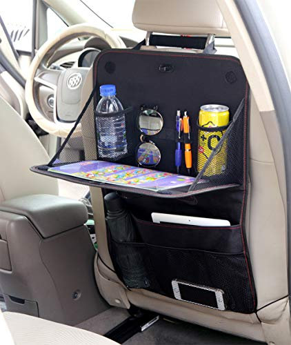 HONCENMAX Car Seat Back Organizer - Foldable Dining Table - Laptop Holder Tray - Multi Pockets Kick Mat - Seat Back Protectors - 600D Oxford cloth