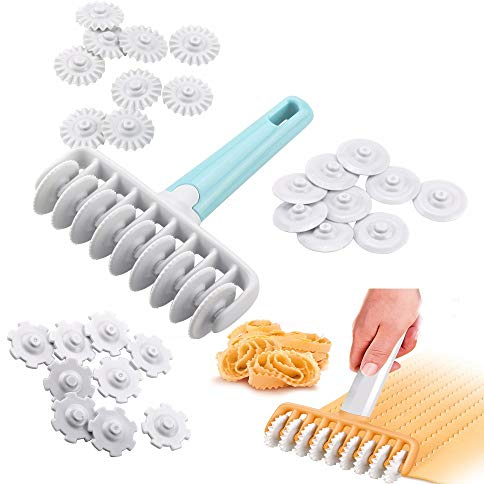 37pcs Fondant Ribbon Cutter 4 Different Gears Embosser Roller Set Noodle Dough Impression Cutter Sugarcraft Cake Decorating Mold Cake Embossing Rolling Pin Cookie Pastry Cutters Baking Cooking Tools