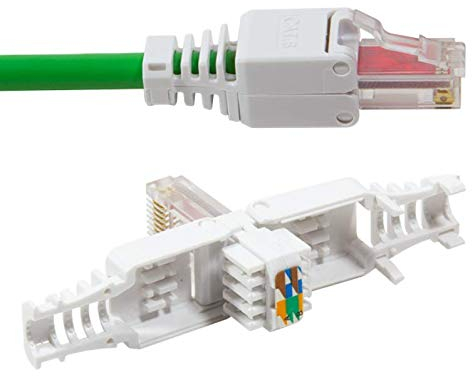 odedo 4x Connecteur de sertissage sans outil CAT 6 UTP RJ45 Fiche réseau pour câble de brassage jusqu'à 6,3 mm AWG 23-26 Montage sans outil avec contacts dorés, cat.6