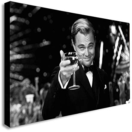 FAB Leinwandbild The Great Gatsby Leonardo DiCaprio gerahmter Kunstdruck verschiedene Größen (A1 32 x 24 Zoll)