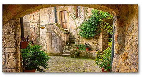 Tulup Peinture sur Verre trempé 140x70 décoration Murale Tableau Image - Rues Italiennes
