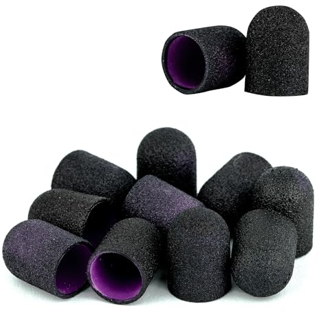 PROFICO 10 Stück Schleifhülsen Schleifbänder Schleifkappen 120 Körnung Mittel Schleifkappe Schleifband Nagelfräser Aufsatz für Nageldesign Schleifkappen 10mm Nagelpflege Nagelkunst für Maniküre