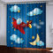 Vorhang Kinderzimmer Karikatur Flugzeug Wolke Kinder Vorhänge mit Ösen Polyester Gardinen Thermovorhang Blickdicht Ösenschal Kindergardinen für Wohnzimmer Schlafzimmer,2er Set,75x166cm (B x H),Blau