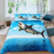 Loussiesd Hai Bettwäsche Set 135x200cm Ozean Marine Theme Bettbezug Set Blau Meer Unterwassertierbetten Set für Kinder Erwachsene Creature Meerlife mit 1 Kissenbezug