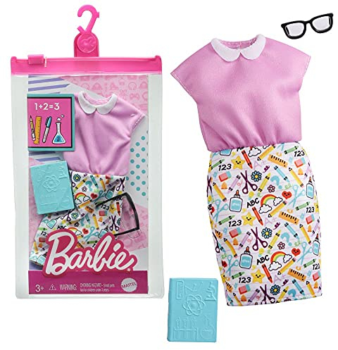 Barbie Fashion Pack - GRC54 - Lehrer / Lehrer-Thema - Enthält Kleid + Puppenzubehör - Neu