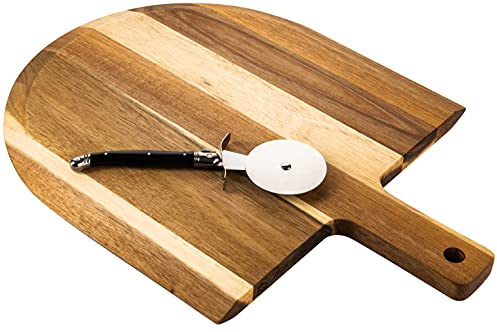 Laguiole Style de Vie Pizzaschneider Premium Line, mit pizzabrett, Acaciaholz