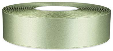 Double Faced Polyester Satin Ribbon- 23 Metre Roll, Perfect for Gifts Wrap Sew Party, Decorations Events Dress Wedding Christmas Crafts, Bows Car, Floral DIY, Bouquets, Cake (12mm, Sage Green)
