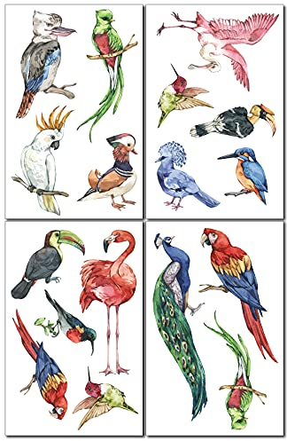 Samunshi® Wandtattoo Exotische Vögel Set Wandbilder Kinderzimmer Deko Junge Wandtattoo Kinderzimmer Mädchen Wandsticker Kinderzimmer