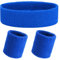 Yolev 3 Stück Schweißband Set Blau Sport Stirnband Schweißbänder Handgelenk Herren Damen 80er 90er Jahr Outfit Schweißbänder Absorbierendes Accessoires