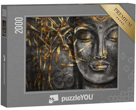 puzzleYOU: Puzzle 2000 Teile „Digitale Kunst Collage kombiniert mit Aquarell: Bodhisattva Buddha“ – aus der Puzzle-Kollektion Buddha, Menschen